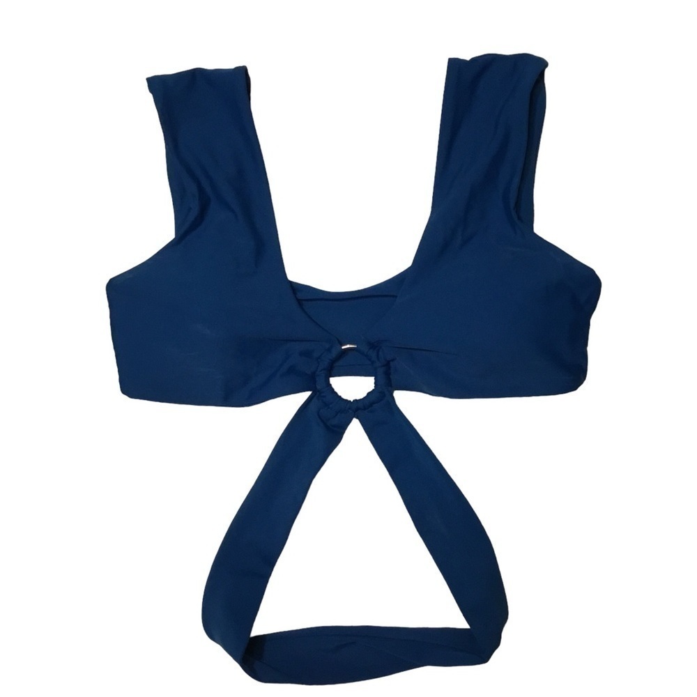 Shein - Blue Bikini Top, Thick Straps, Center Ring and Added Body Loop - Size S